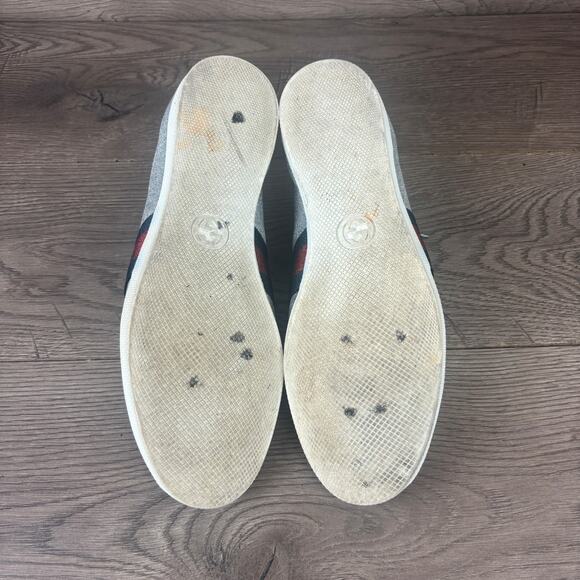 GUCCI 414684 Bambi Web Glitter Stud Silver Sneakers Men's 11.5 Low Top Shoes - Picture 8 of 16